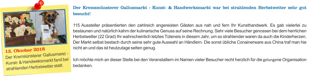 2018.10.13 - Gallusmarkt - Kunst- & Handwerksmarkt - Kremsmünster